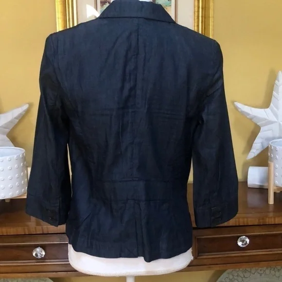 Kate Hill Women’s Light Weight Cotton Blue Denim Cropped Blazer/Jacket Size 10P - Picture 7 of 16
